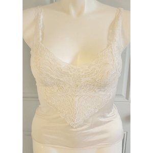 Vintage Vanity Fair Women's Ivory Satin Camisole Lace Trim Style 17-752 Size 34